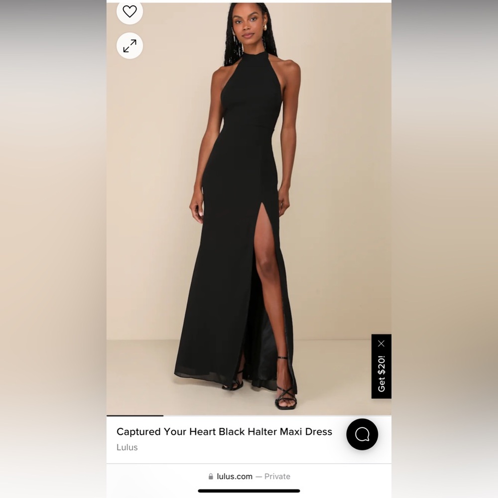 Lulus- Captured Your Heart Black Formal Halter Dress- Size XS
